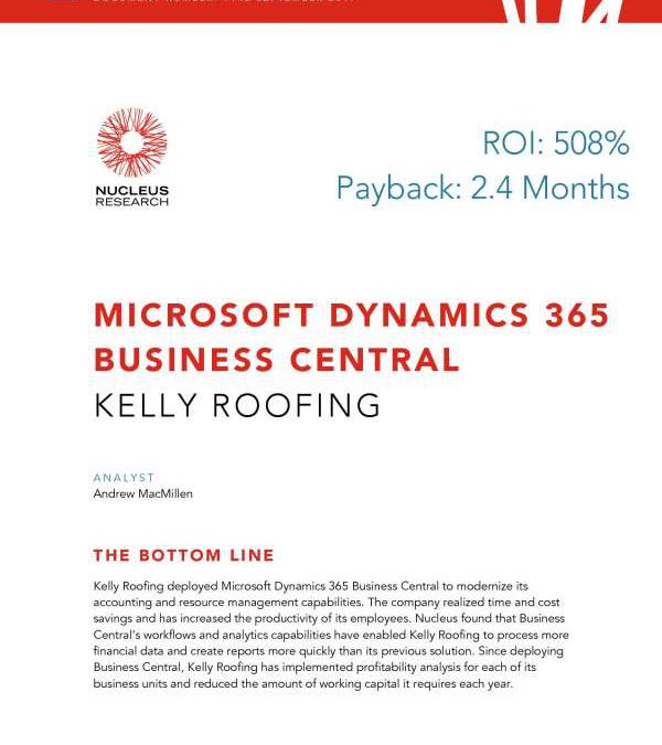 Informe Microsoft Dynamics 365 de Kelly Roofing